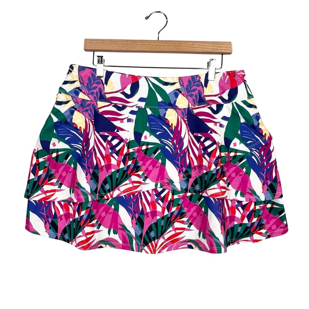 NANETTE LEPORE L TIERED Colorful PALM PRINT Athleisure Athletic SKORT Pickleball